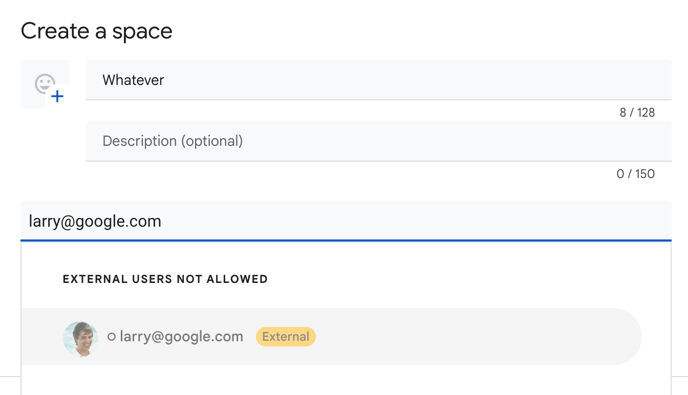External users not allowed