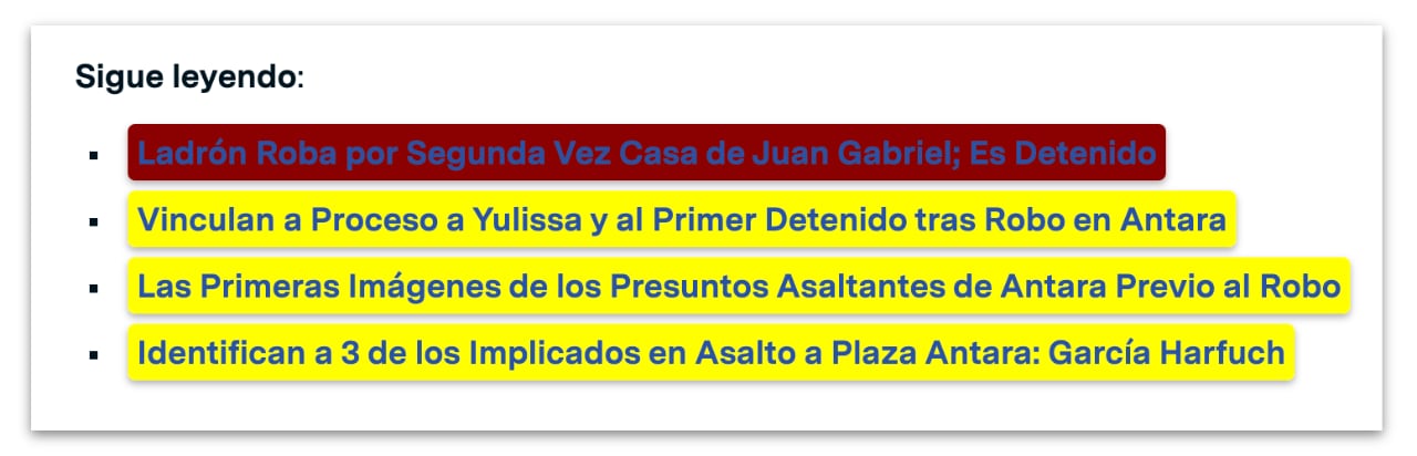 Links rotos (404) marcados en rojo, y con redirects (300) en amarillo