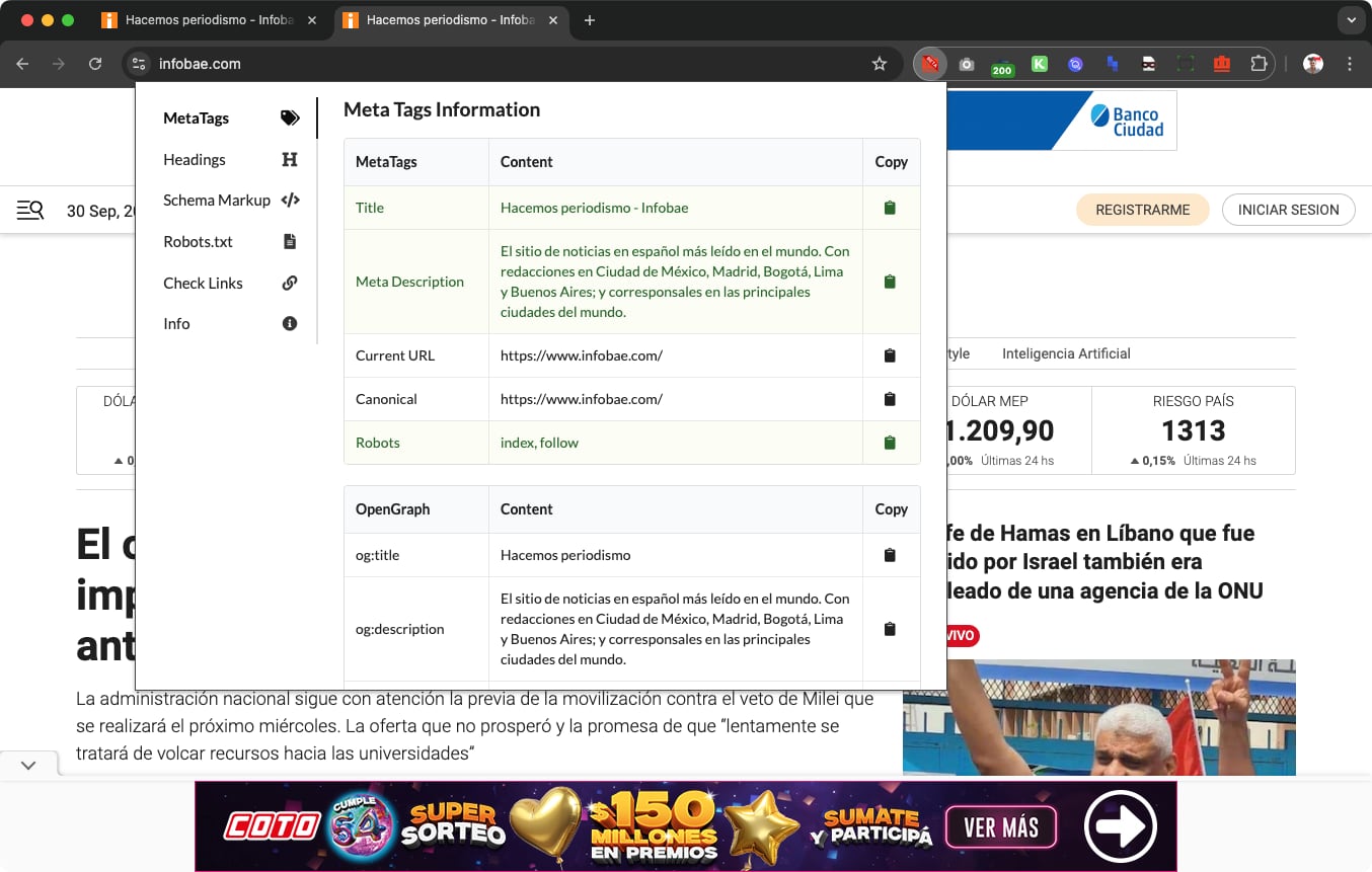 ADBOT SEO Suite. Una extensión de Chrome con varios herramientas SEO